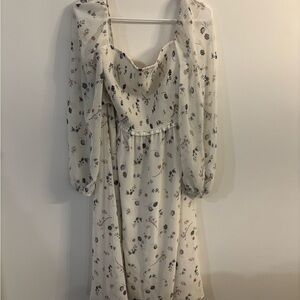 Wilfred Cream Floral Long Sleeve Dress